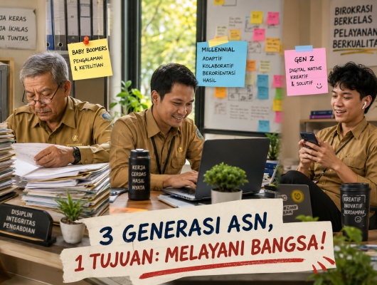 Thumbnail for the post titled: Satu Kantor, Tiga Planet: Ketika Baby Boomers, Milenial, dan Gen Z Harus Berbagi Meja Kerja di Instansi Pemerintah